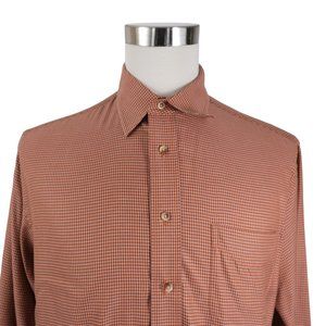 Jos A Bank Men's L Large Tailored Fit Travelers Collection Button Up Shirt Brown